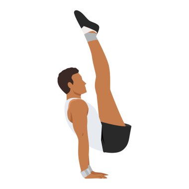 Genç bir jimnastikçinin yer egzersizinin vektör çizimi. Düz vektör çizimi beyaz arkaplanda izole edildi