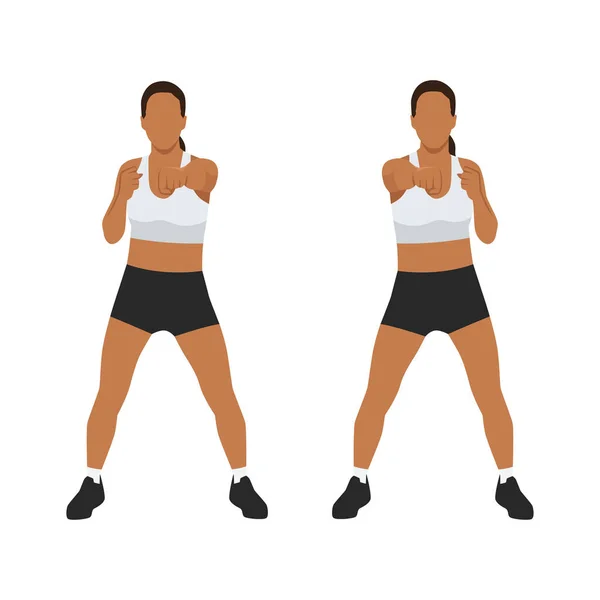 Jeune Femme Faisant Des Exercices Poinçonnage Femme Fitness Travaillant Sur — Image vectorielle