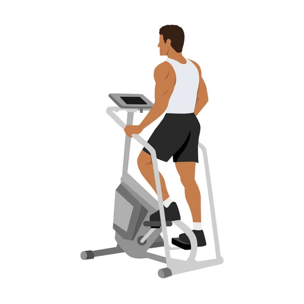 Homme Personnage Faisant Cardio Maître Escalier Exercice Moulin Escalier Illustration — Image vectorielle