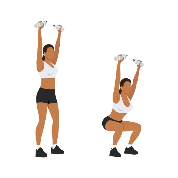 Femme Faisant Exercice Squats Bouteille Eau Aérienne Illustration Vectorielle Plate — Image vectorielle