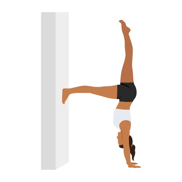 Half Handstand Wall Side Plank Variation Half Handstand Wall Woman — Stock Vector
