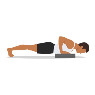 Adam bütçe açığını kapatıyor. Düz vektör çizimi beyaz arkaplanda izole edildi.