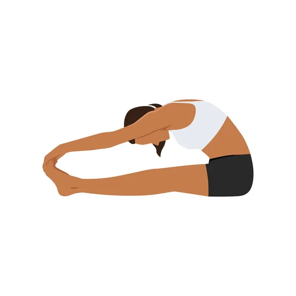 Femme Faisant Assis Toe Touch Stretch Exercice Illustration Vectorielle Plate — Image vectorielle