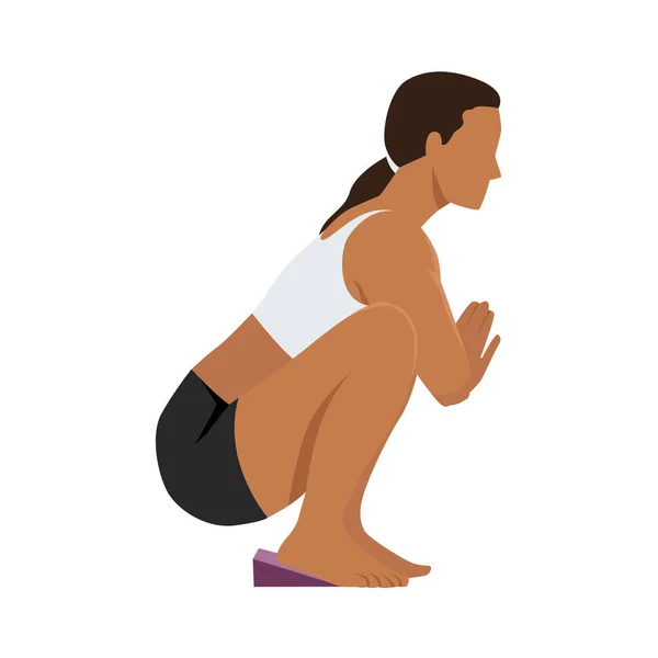 Frau Macht Yoga Für Straffe Waden Oder Wadenstreckpositionen Flache Vektordarstellung — Stockvektor