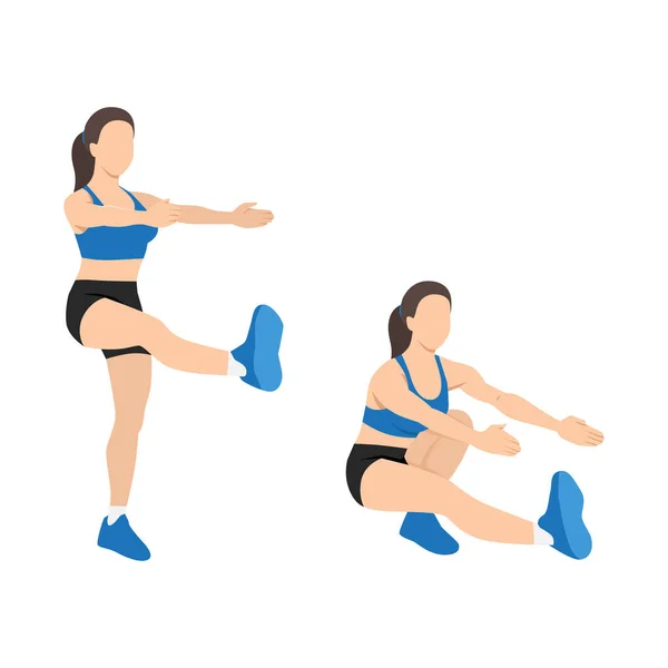 Une Femme Qui Fait Des Squats Une Jambe Des Squats — Image vectorielle