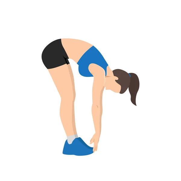 Een Vrouw Die Ragdoll Doet Buig Naar Voren Vouw Stretch — Stockvector