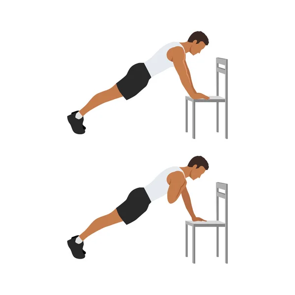 Άνθρωπος Που Κάνει Incline Plank Ώμου Βρύσες Άσκηση Επίπεδη Διανυσματική — Διανυσματικό Αρχείο