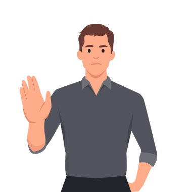 Modayı takip eden genç iş adamının el hareketleriyle 
