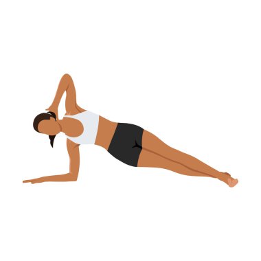 Bacak bacak bacak egzersizi yapan bir kadın. Düz vektör çizimi beyaz arkaplanda izole edildi