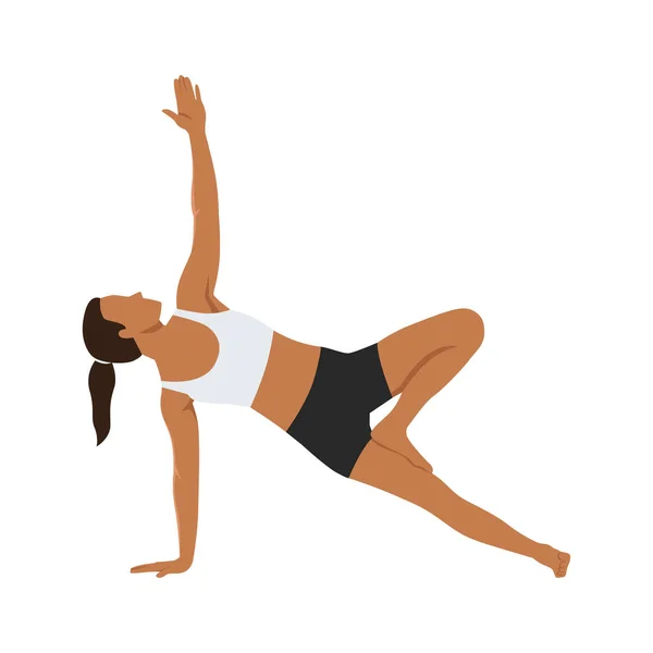 Kobieta Wykonująca Ćwiczenia Vasisthasana Side Plank Płaska Ilustracja Wektor Izolowane — Wektor stockowy