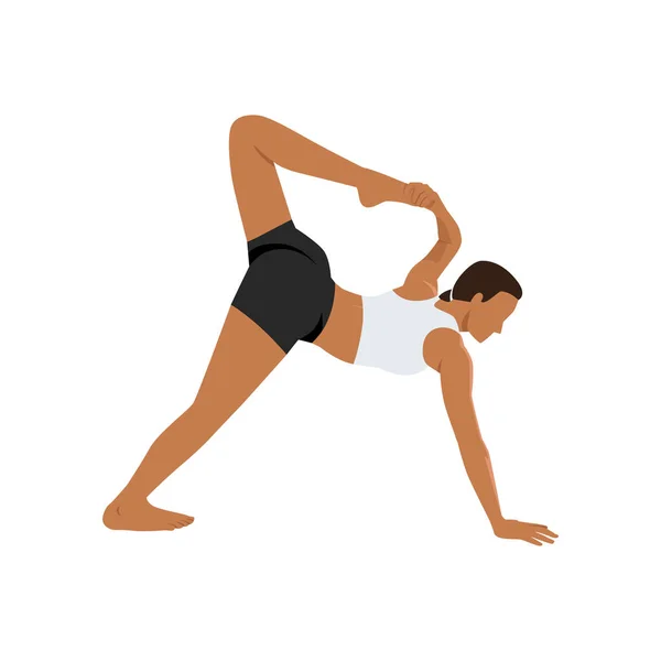 Femme Faisant Flip Grip Backbends Exercice Illustration Vectorielle Plate Isolée — Image vectorielle