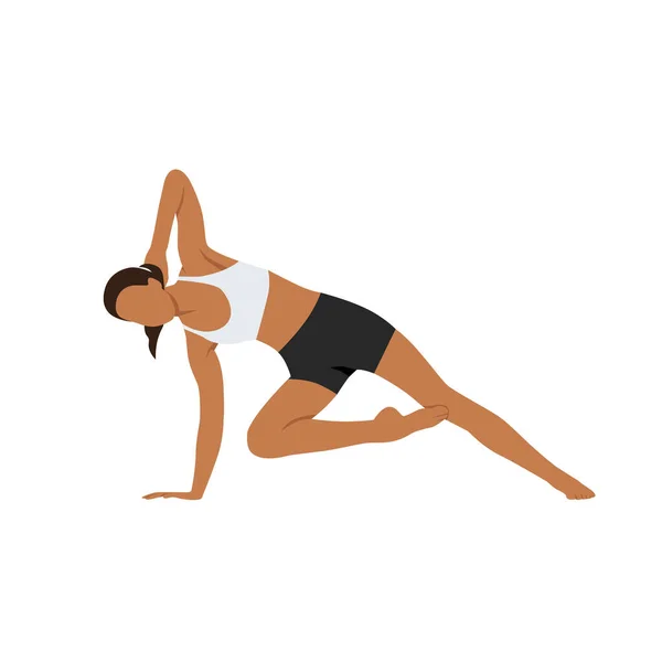 Woman Doing Side Plank Bottom Knee Bent Exercise Flat Vector — Stock Vector