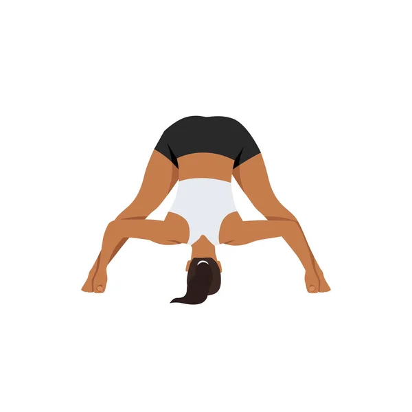 Stretch Pose Wide Legged Forward Fold Pose Standing Straddle Forward — 스톡 벡터