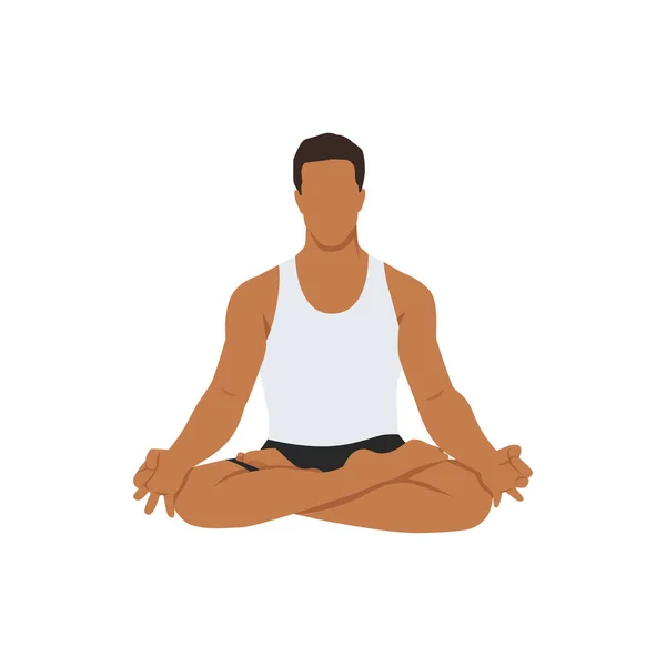 stock vector Man doing Lotus pose. The concept of Healthy lifestyle. icon for yoga center. Stretching posture. Relaxing and calm Lotus posture. Flat vector illustration isolated on white background