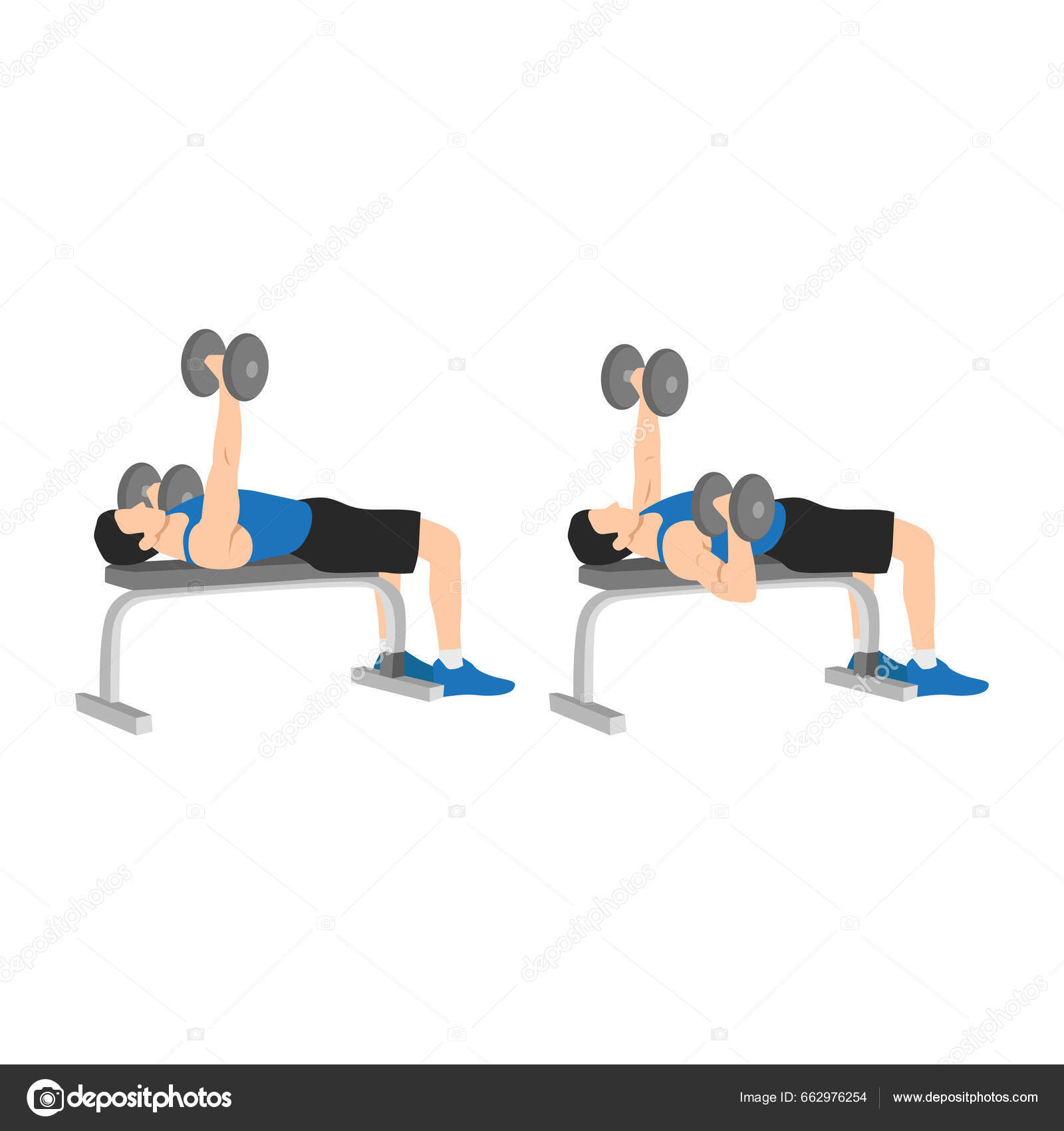 Hombre Haciendo Solo Brazo Alternando Mancuerna Plana Press Banca