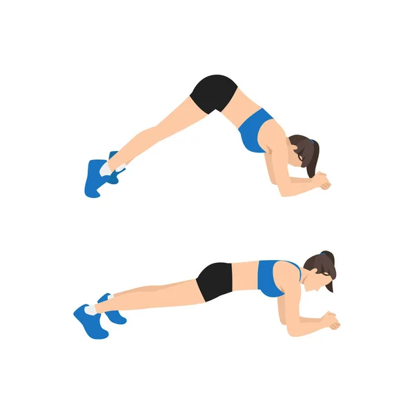 Mujer Haciendo Invertida Plank Ejercicio Ilustración Vector Plano Aislado Sobre — Archivo Imágenes Vectoriales