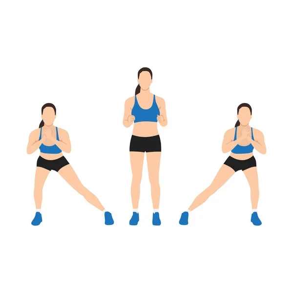 Femme Faisant Exercice Alternatif Fente Latérale Illustration Vectorielle Plate Isolée — Image vectorielle