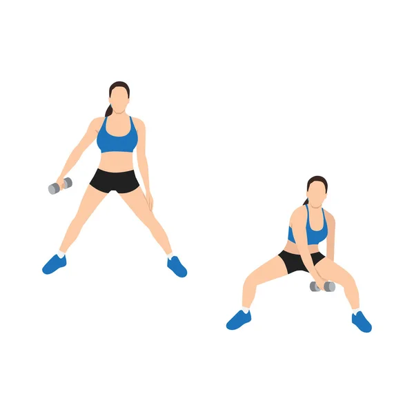 Woman Doing Figure Squat Exercise Flat Vector Illustration Isolated White — Stock Vector