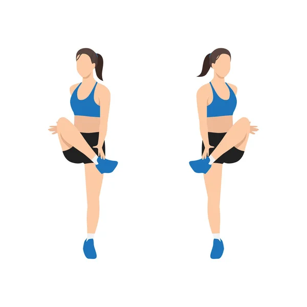 Woman Doing Fingertip Toe Jacks Exercise Flat Vector Illustration Isolated — Stock Vector