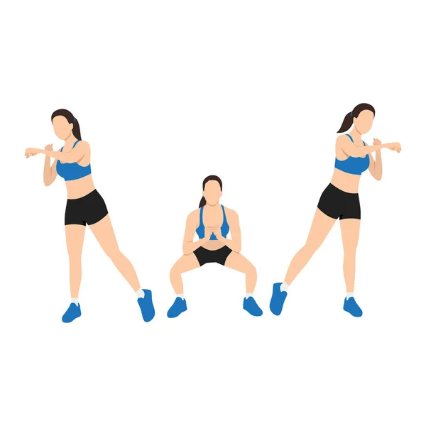 Femme Faisant Boxer Squat Punch Exercice Illustration Vectorielle Plate Isolée — Image vectorielle