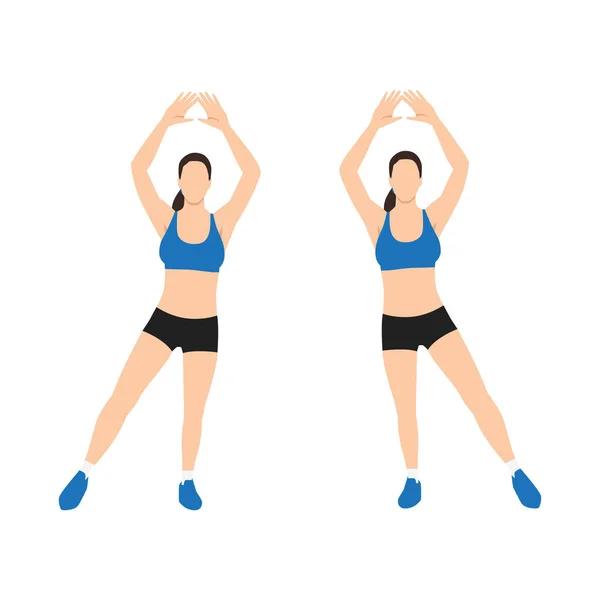 Woman Doing Modified Jumping Jacks Exercise Flat Vector Illustration Isolated — Stock Vector