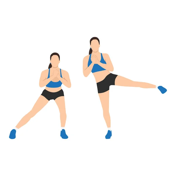 Žena Dělá Boční Výpad Nohou Cvičení Ploché Vektorové Ilustrace Izolované — Stockový vektor
