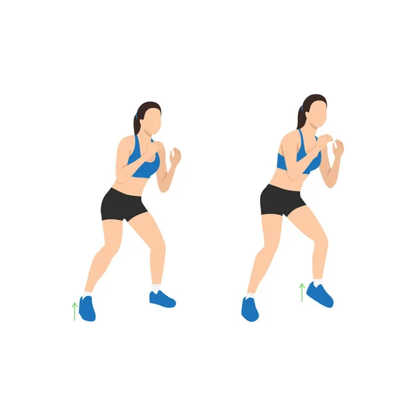 Woman Doing Quick Feet Exercise Flat Vector Illustration Isolated White — Stock Vector