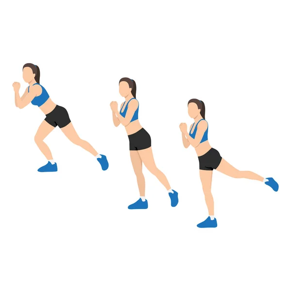 Woman Doing Single Leg Squat Kickback Exercise Flat Vector Illustration — Stock Vector
