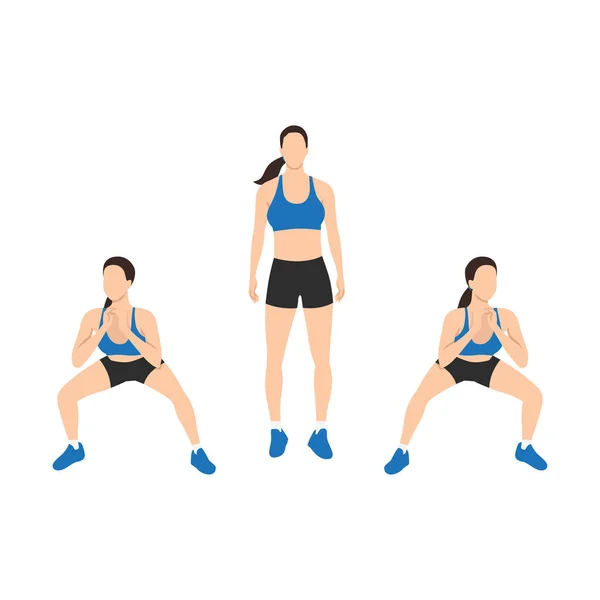 Woman Doing Side Side Squats Exercise Flat Vector Illustration Isolated — Stock Vector