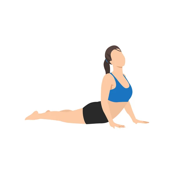 Femme Faisant Cobra Pose Exercice Bhujangasana Illustration Vectorielle Plate Isolée — Image vectorielle