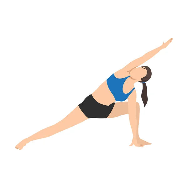 Woman Doing Extended Side Angle Pose Utthita Parsvakonasana Exercise Flat — Stock Vector