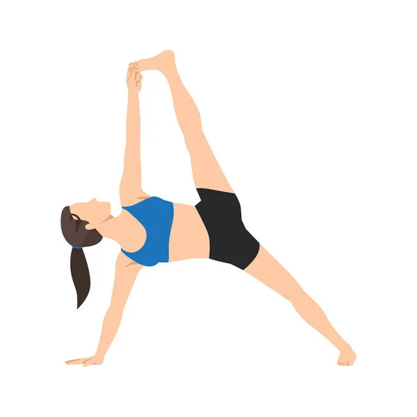 Woman Doing Full Side Plank Pose Vasisthasana Exercise Flat Vector — Stock Vector