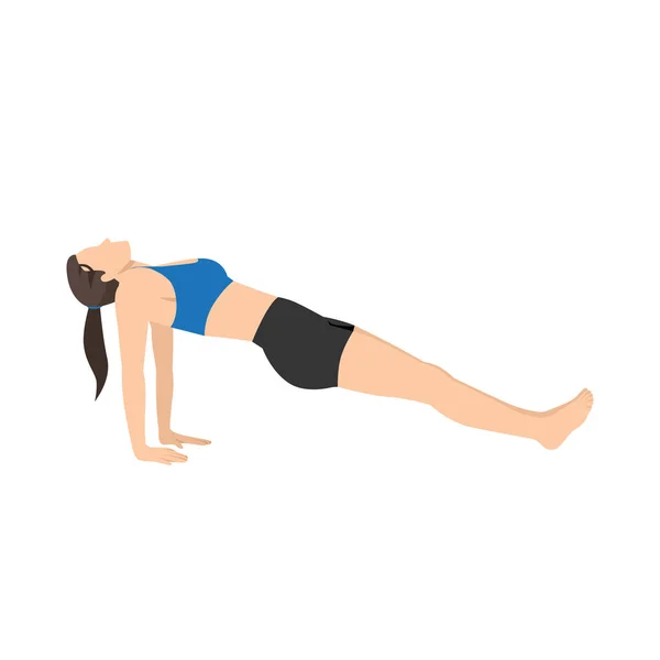 Woman Doing Upward Plank Pose Purvottanasana Exercise Flat Vector Illustration — Stock Vector