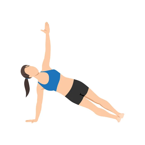 Woman Doing Side Plank Pose Vasisthasana Exercise Flat Vector Illustration — Stock Vector