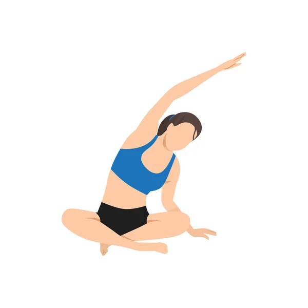Femme Faisant Assis Côté Plier Pose Exercice Parsva Sukhasana Illustration — Image vectorielle
