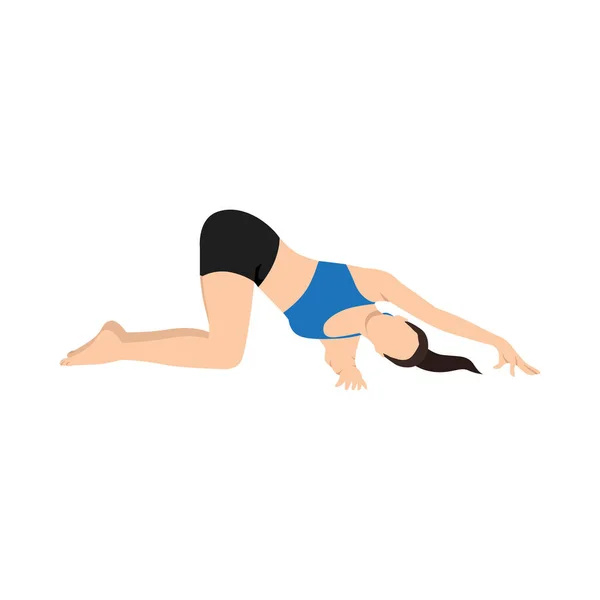 Femme Faisant Fil Aiguille Pose Pars Balasana Exercice Illustration Vectorielle — Image vectorielle