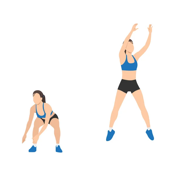 Woman Doing Basketball Shots Exercise Flat Vector Illustration Isolated White — Stock Vector