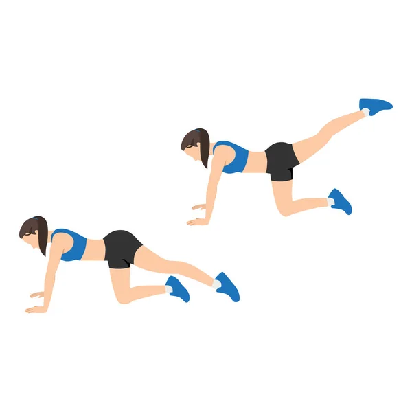 足のリフトの練習をしている女性 白い背景に隔離されたフラットベクトルイラスト — ストックベクタ