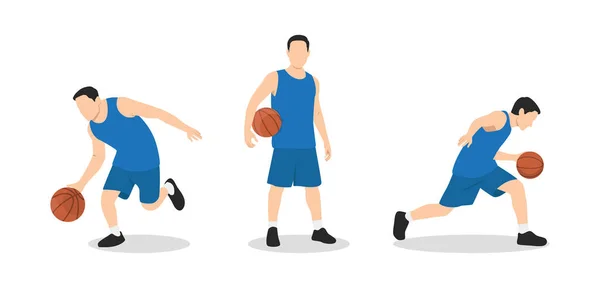 Баскетболист Группа Разных Баскетболистов Разных Игровых Позициях Плоская Векторная Иллюстрация — стоковый вектор