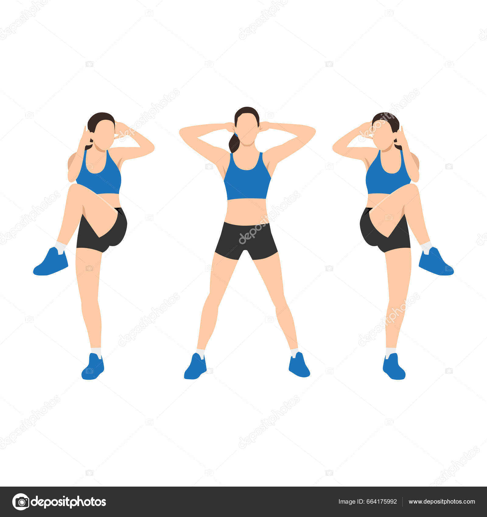 Kvinna Som Gör Stående Kors Kryckor Motion Platt Vektor Illustration —  stockvektor av ©lioputrahard@gmail.com 664175992, image size:1600x1700