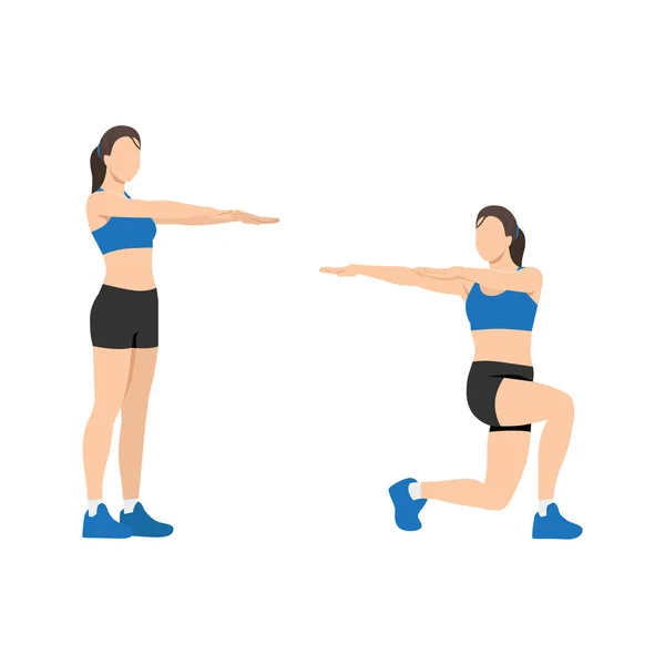 Femme Faisant Exercice Torsion Illustration Vectorielle Plate Isolée Sur Fond — Image vectorielle