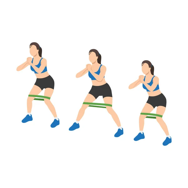 Γυναίκα Κάνει Πλευρική Άσκηση Περιπάτου Επίπεδη Διανυσματική Απεικόνιση Απομονωμένη Λευκό — Διανυσματικό Αρχείο