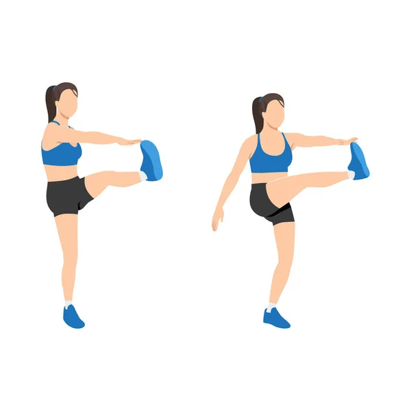 Femme Faisant Exercice Kick Crunch Illustration Vectorielle Plate Isolée Sur — Image vectorielle