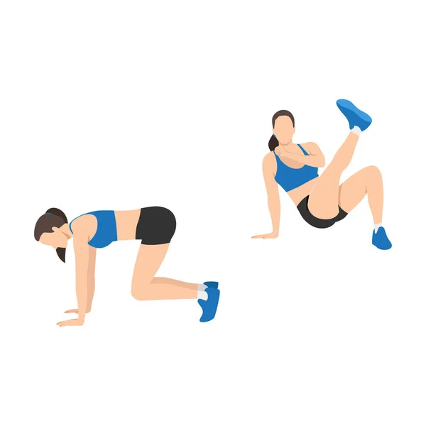 Woman Doing Side Lunge Leg Lifts Exercise Flat Vector Illustration