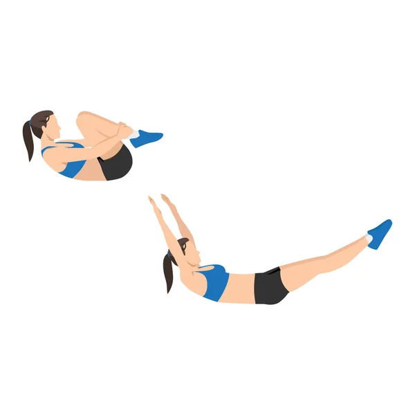 Donna Che Esercizio Stretching Doppia Gamba Illustrazione Vettoriale Piatta Isolata — Vettoriale Stock