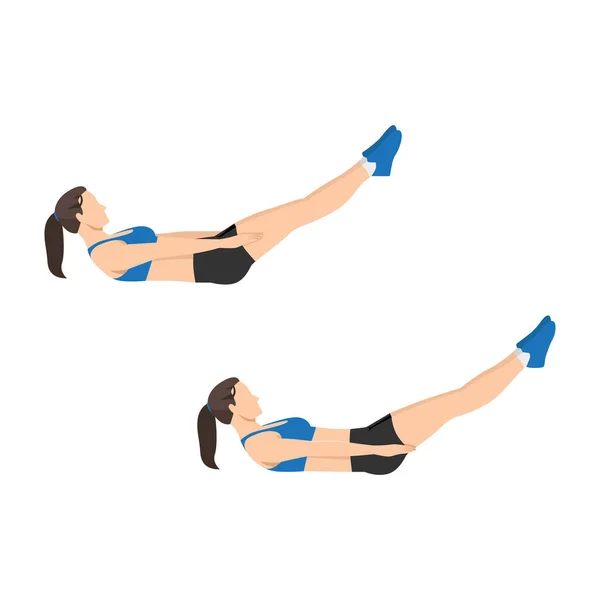 Femme Faisant Cent Exercices Pilates Illustration Vectorielle Plate Isolée Sur — Image vectorielle
