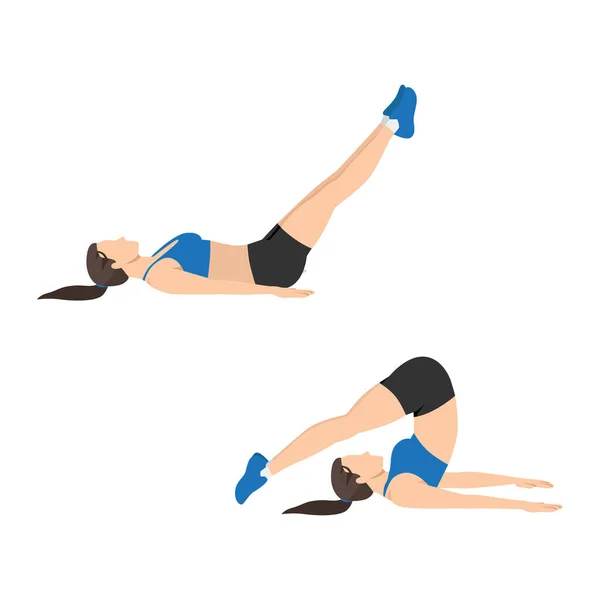 Femme Faisant Exercice Roll Illustration Vectorielle Plate Isolée Sur Fond — Image vectorielle