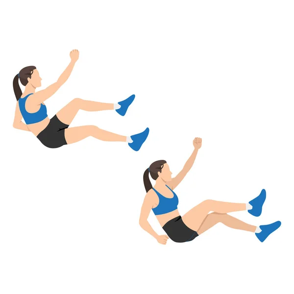 Femme Faisant Exercice Craquements Corde Illustration Vectorielle Plate Isolée Sur — Image vectorielle