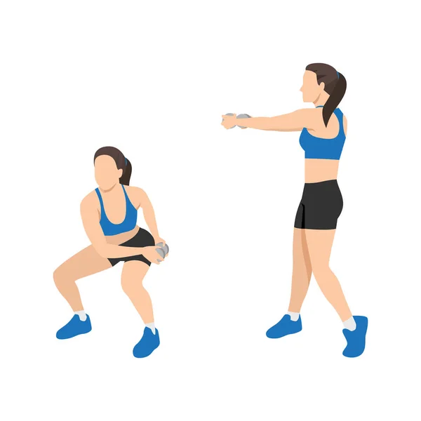 Femme Faisant Exercice Squat Mince Taille Illustration Vectorielle Plate Isolée — Image vectorielle