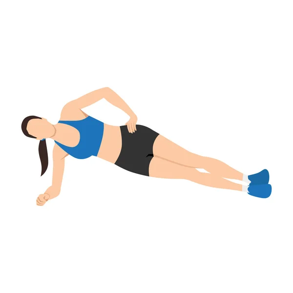 Femme Faisant Exercice Planche Avant Bras Côté Illustration Vectorielle Plate — Image vectorielle